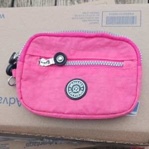 Kipling-Inspired Pink Canvas Coin Pouch